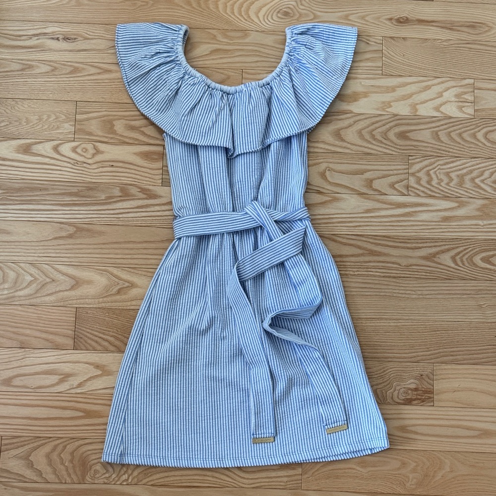 Michael Kors Blue and White Striped Dress w/ Belt